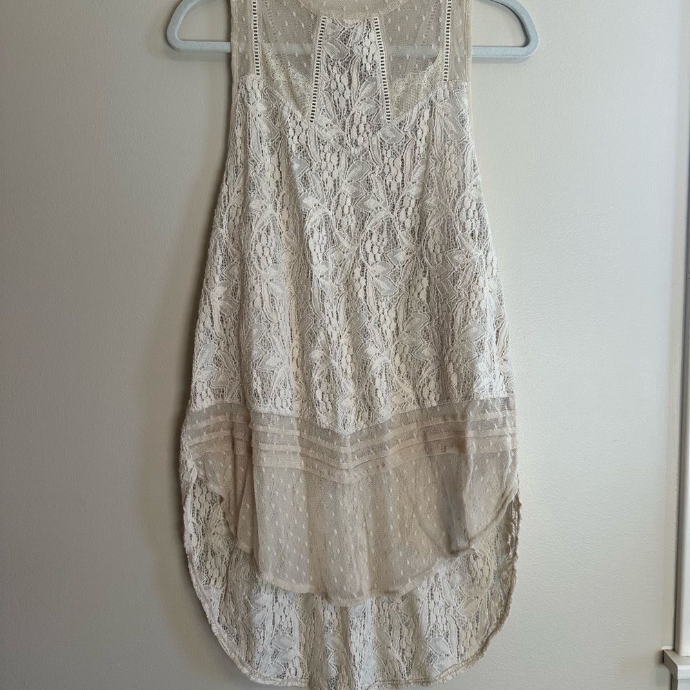 Free People cream  Lace Sleeveless Top